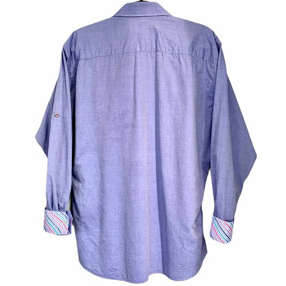 Jared Lang Men's Striped Contrast Cuff Dress Shirt Size XL - Picture 5 of 11